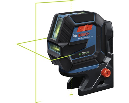Logo Bosch. Laser à lignes avec lignes laser vertes.