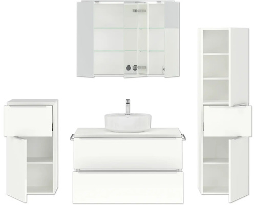 Ensemble de salle de bains moderne avec lavabo, miroir et armoires pour l''aménagement de la salle de bains