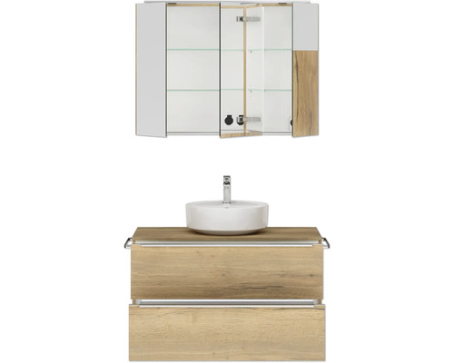 Ensemble de meuble-lavabo de salle de bains avec armoire de toilette et vasque à poser