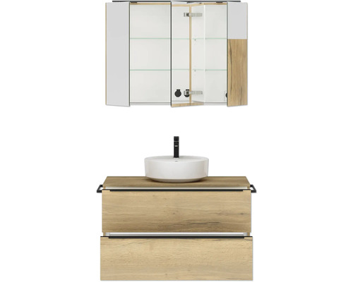 Meuble sous-vasque avec vasque à poser et armoire de toilette pour la salle de bain