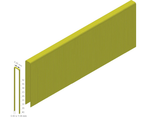 Agrafes métalliques en bloc avec indication des dimensions