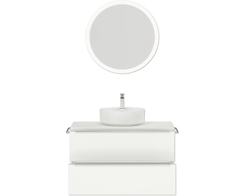 Waschtisch mit Aufsatzwaschbecken und LED Spiegel für das Badezimmer