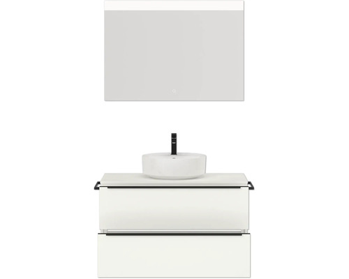 Ensemble de salle de bains avec meuble-lavabo, vasque à poser et miroir