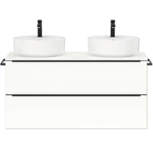 Meuble-lavabo avec deux lavabos et tiroirs