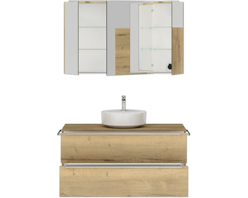 Ensemble de salle de bains avec meuble-lavabo, vasque à poser et armoire de toilette