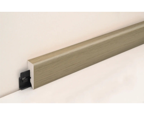 Sockelleiste aus Holz mit Clip zur Befestigung an der Wand