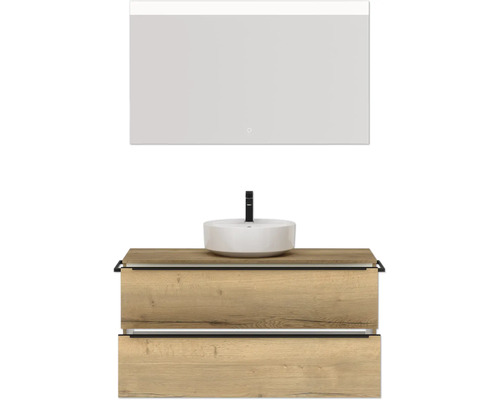 Waschtischkombination mit Aufsatzwaschbecken und Spiegel für das Badezimmer