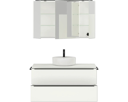 Waschtischkombination mit Waschbecken, Unterschrank und Spiegelschrank für das Badezimmer