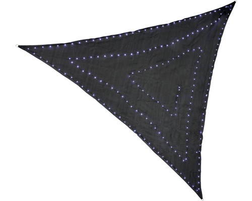 Dreieckiges Sonnensegel mit integrierten Leuchten für den Aussenbereich