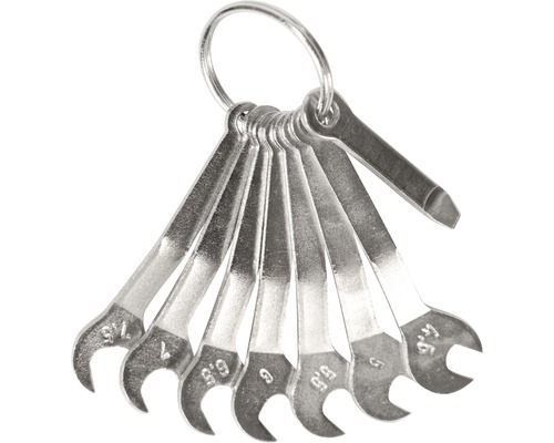 Set de clés plates professionnelles WGB sur anneau, 4,5 - 7,5 mm 9 pces