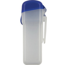 Messbecher mit blauem Deckel und Clip