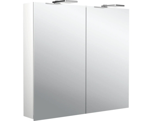 Armoire de toilette Emco Flat 2 80 x 11,3 x 72,1 cm coloris aluminium 2 portes led IP 20