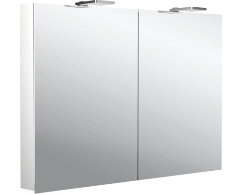 Armoire de toilette Emco Flat 2 100 x 11,3 x 72,1 cm coloris aluminium 2 portes led IP 20