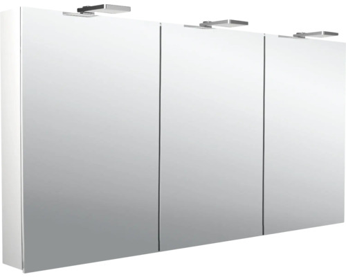 Armoire de toilette Emco Flat 2 140 x 11,3 x 72,1 cm coloris aluminium 3 portes led IP 20