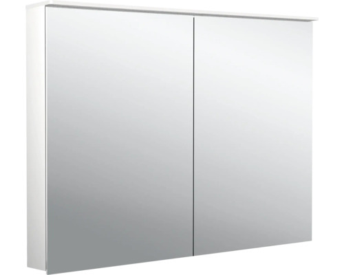 Armoire de toilette Emco Flat 2 100 x 11,3 x 71,1 cm coloris aluminium 2 portes led IP 20