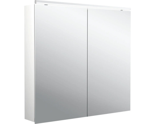 Armoire de toilette Emco Flat 2 80 x 11,3 x 72,9 cm coloris aluminium 2 portes led IP 20