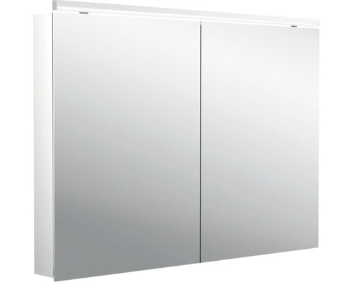 Armoire de toilette Emco Flat 2 100 x 11,3 x 72,9 cm coloris aluminium 2 portes led IP 20
