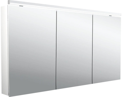 Armoire de toilette Emco Flat 2 140 x 11,3 x 72,9 cm coloris aluminium 3 portes led IP 20
