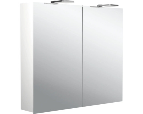 Armoire de toilette Emco Pure 2 80 x 15,3 x 72,1 cm coloris aluminium 2 portes led IP 20