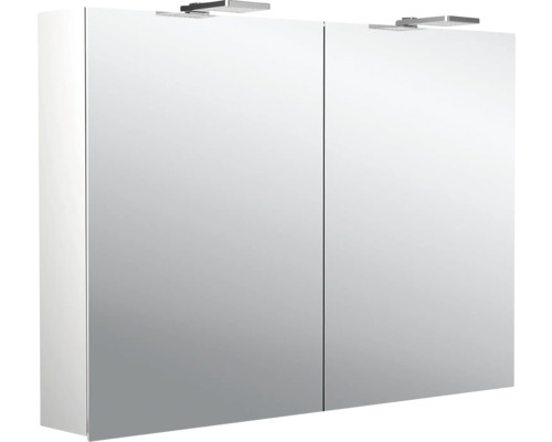 Armoire de toilette Emco Pure 2 100 x 15,3 x 72,1 cm coloris aluminium 2 portes led IP 20