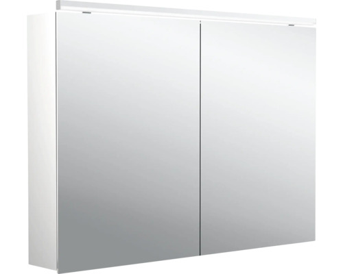 Armoire de toilette Emco Pure 2 100 x 15,3 x 72,9 cm coloris aluminium 2 portes led IP 20