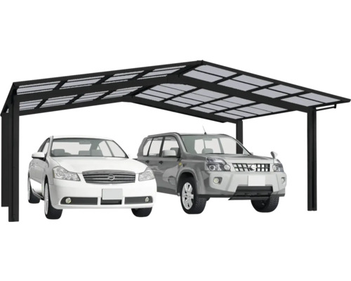 Carport double Ximax Linea type 60 version M aluminium anodisé 545,6 x 495,4 cm noir