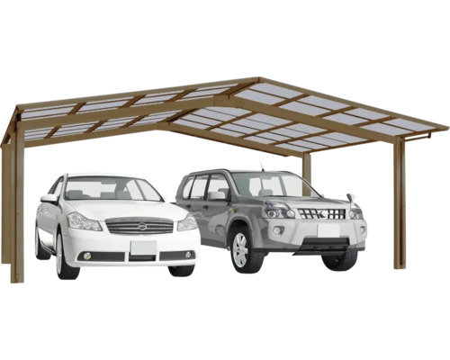 Carport double Ximax Linea type 60 version M aluminium anodisé 545,6 x 495,4 cm bronze