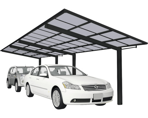 Carport double Ximax Linea type 60 Tandem aluminium anodisé 272,6 x 982,6 cm noir Abri de voiture avec deux voitures garées