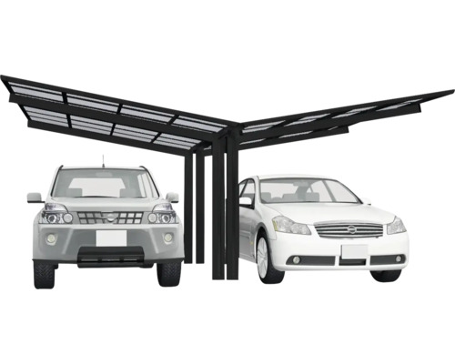 Carport double Ximax Linea type 60 version Y aluminium anodisé 547,6 x 495,4 cm noir