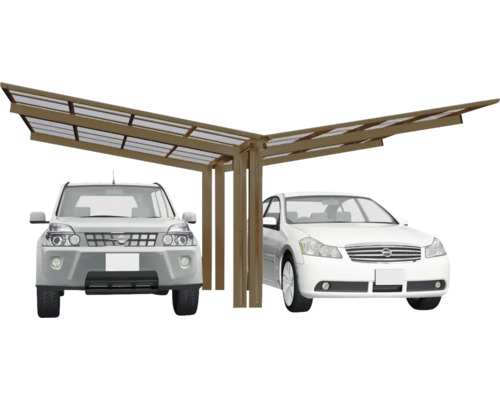 Carport double Ximax Linea type 60 version Y aluminium anodisé 547,6 x 495,4 cm bronze