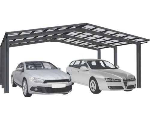 Doppelcarport Ximax Linea Typ 110 M-Ausführung Aluminium eloxiert 545,6x495,4 cm schwarz