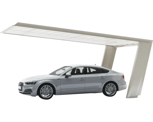 Carport simple Ximax My-Port 7 type 60 aluminium anodisé 269 x 511,9 cm au look inox Voiture sous un abri de voiture