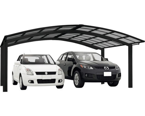 Carport double Ximax Portoforte type 60 version M aluminium anodisé 542,3 x 495,4 cm noir