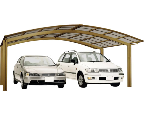 Carport double Ximax Portoforte type 60 version M aluminium anodisé 542,3 x 495,4 cm bronze