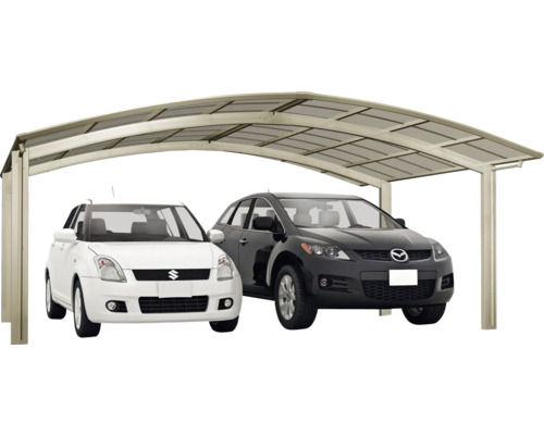 Carport autoportant avec deux voitures garées