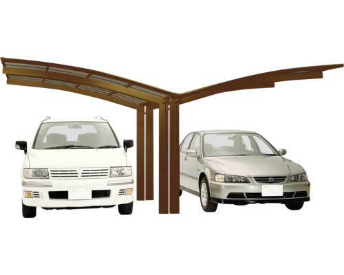 Carport double Ximax Portoforte type 60 version Y aluminium anodisé 543 x 495,4 cm bronze