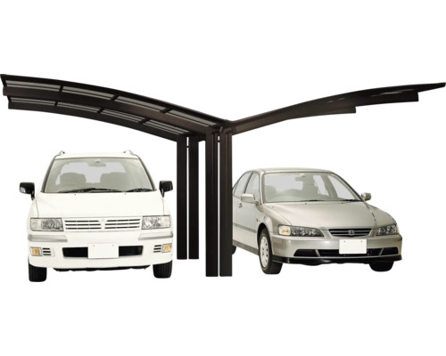 Double abri de voiture avec deux voitures garées