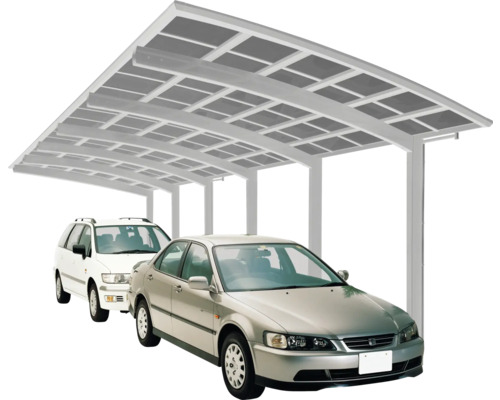 Doppelcarport Ximax Portoforte Typ 110 Tandem Aluminium eloxiert 270,4x982,6 cm Edelstahl-Look