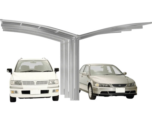 Carport double Ximax Portoforte type 110 version Y aluminium anodisé 543 x 495,4 cm au look inox Carport double Ximax Portoforte type 110 version Y aluminium anodisé 543 x 495,4 cm au look inox