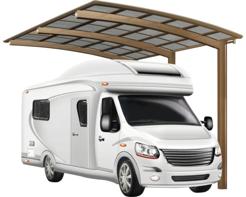 Carport simple Ximax Portoforte Caravan type 80 aluminium anodisé 270,4 x 495,4 cm bronze