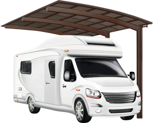 Carport simple Ximax Portoforte Caravan type 80 aluminium anodisé 270,4 x 495,4 cm marron mat