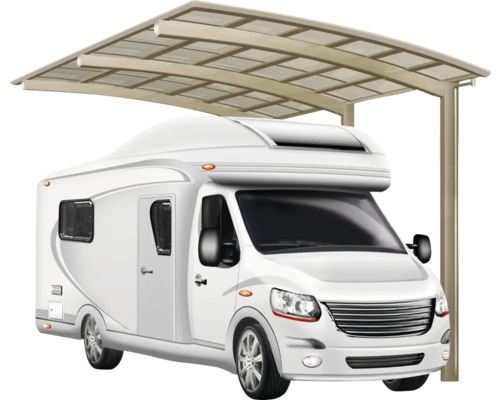 Carport simple Ximax Portoforte Caravan type 80 aluminium anodisé 270,4 x 495,4 cm au look inox