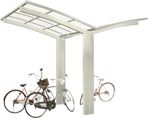 Carport double Ximax Portoforte Mini type 60 version Y aluminium anodisé 404 x 253,8 cm au look inox