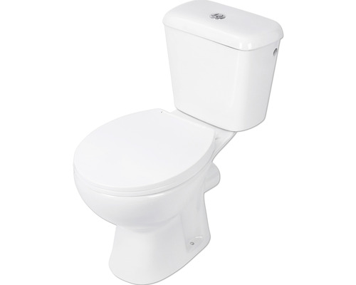 WC avec réservoir Differnz WC cuvette à fond creux blanc brillant avec revêtement avec abattant 38.500.02
