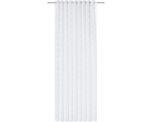 Rideau avec ruban de rideau Fluffy Dots blanc 140x255 cm