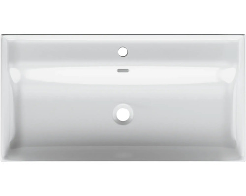 Lavabo en céramique avec trou de robinet et trop-plein