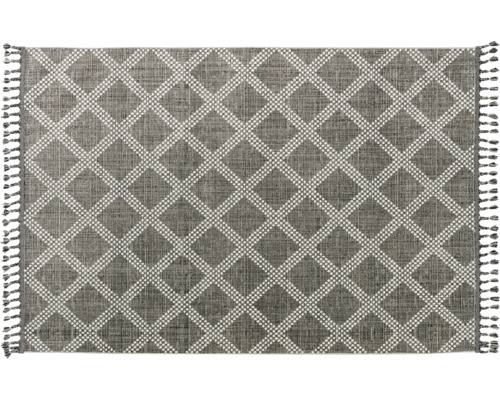 Teppich Ravenna Gitter grau weiß 133x190 cm