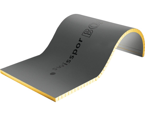 swissporBOARD Bauplatte Kreativ Schlitzabstand 30 mm quergeschlitzt beidseitig 1300 mm x 600 mm x 50 mm Swissponsor Board gebogen dargestellt