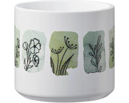 Cache-pot Soendgen Las Vegas Greenery fleurs céramique Ø 8 cm h 7 cm blanc vert Pot de fleurs à motif de plantes