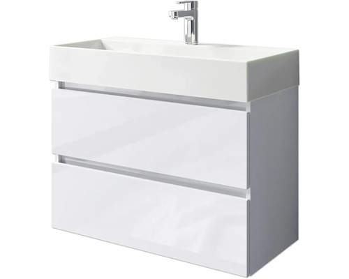 Meuble de salle de bains 2 pièces Pelipal Torino 81 x 66,7 x 40 cm façade blanc à haute brillance avec vasque en céramique blanc